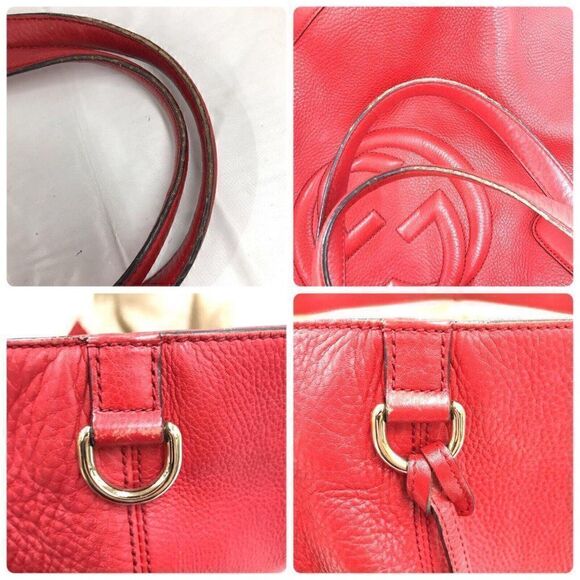 Gucci Soho Tassel Leather Tote Double Handle Shoulder Bag Red - Picture 7 of 12